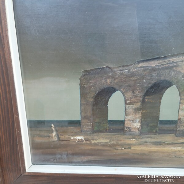 Ifj. Benedek Jenő (1939-2019): "Római Vízvezeték" KÉPCSARNOKOS festmény!