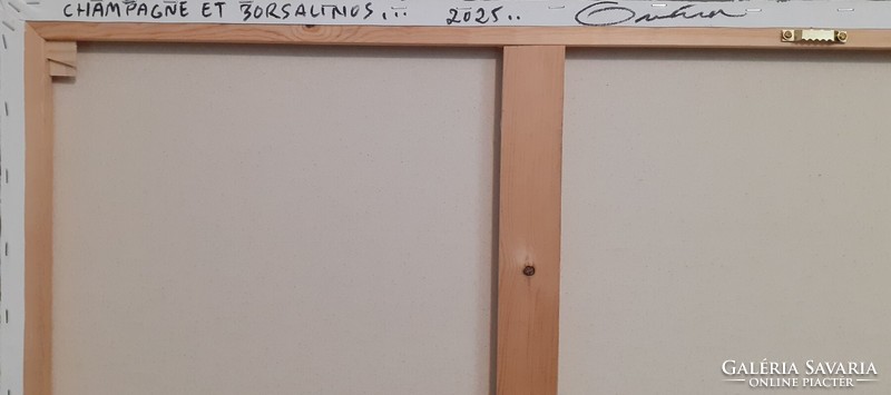 ART-DECO stílus- Guena - XXL-CHAMPAGNE ET BORSALINO - 120 cm x 40 cm
