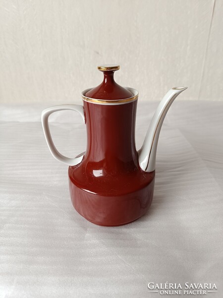 Hollóháza porcelán barna kávés kanna