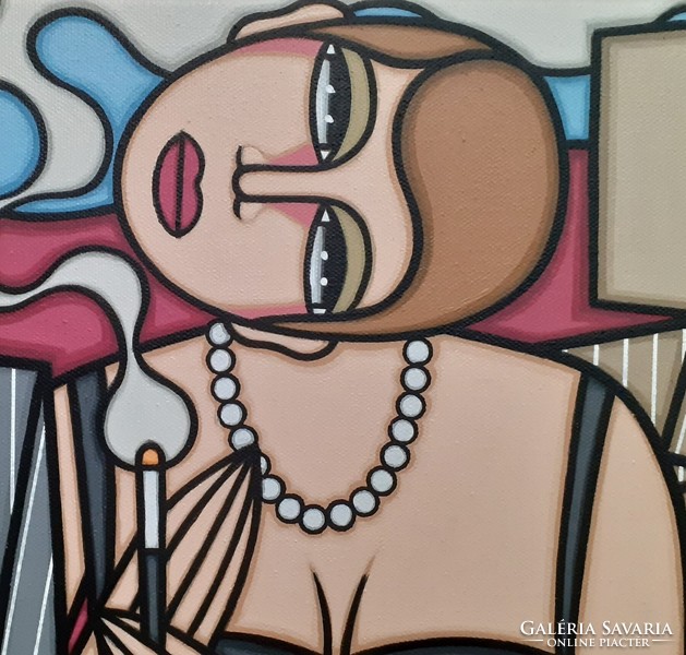 ART-DECO stílus- Guena - XXL-CHAMPAGNE ET BORSALINO - 120 cm x 40 cm