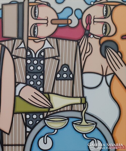 ART-DECO stílus- Guena - XXL-CHAMPAGNE ET BORSALINO - 120 cm x 40 cm