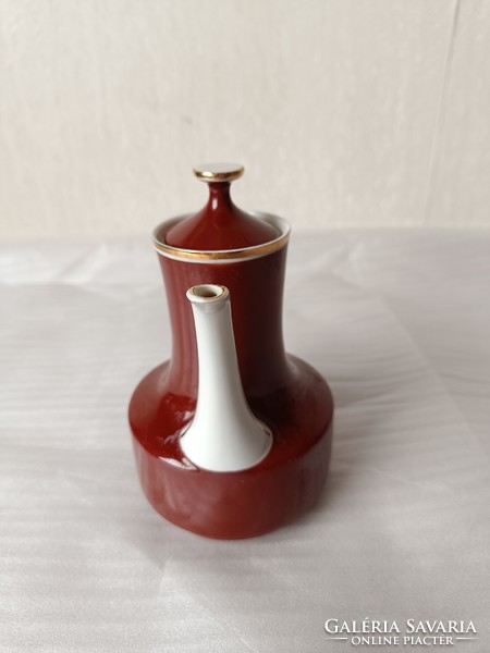 Hollóháza porcelán barna kávés kanna