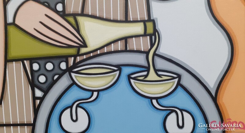 ART-DECO stílus- Guena - XXL-CHAMPAGNE ET BORSALINO - 120 cm x 40 cm