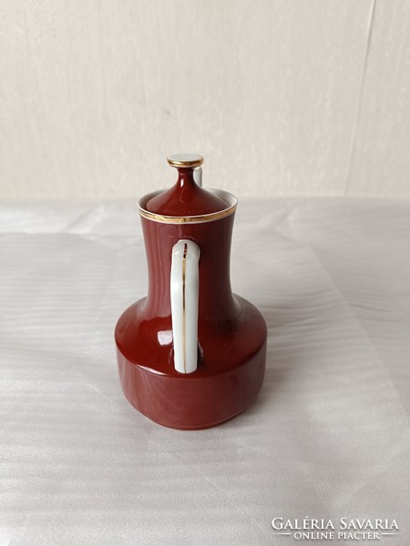 Hollóháza porcelán barna kávés kanna