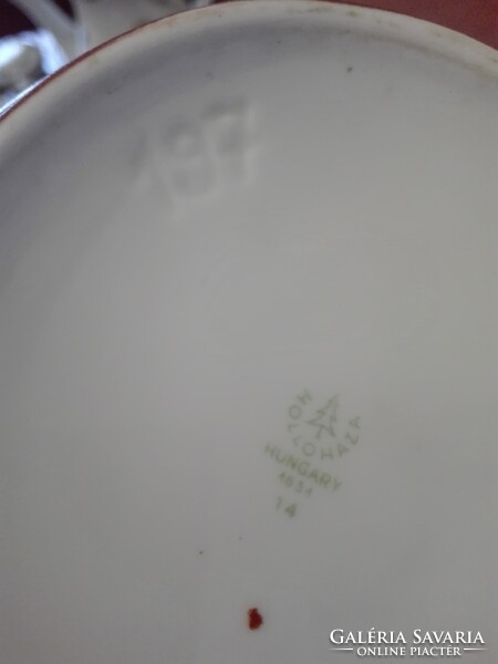 Hollóháza porcelán barna kávés kanna