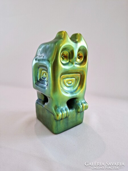 Zsolnay Eozin Art-Deco nagy bagoly