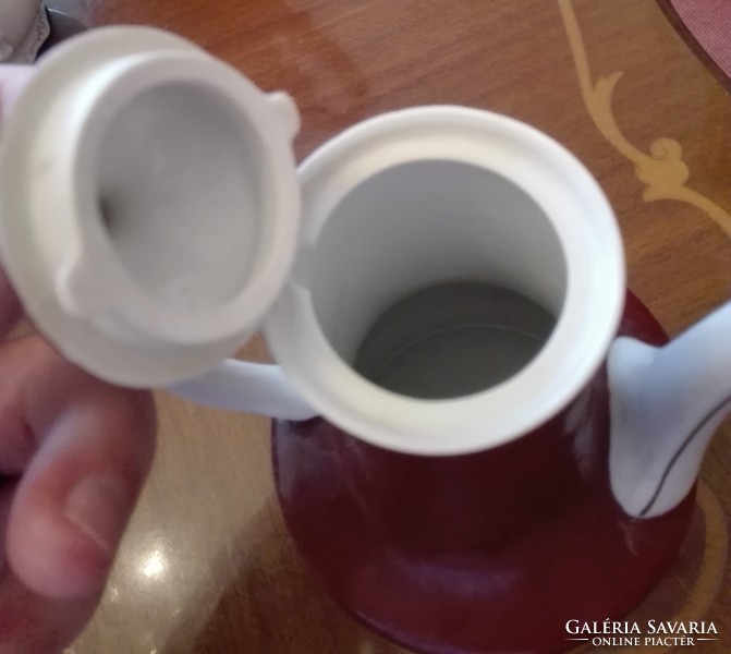 Hollóháza porcelán barna kávés kanna
