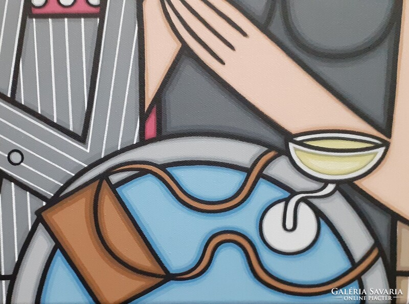 ART-DECO stílus- Guena - XXL-CHAMPAGNE ET BORSALINO - 120 cm x 40 cm