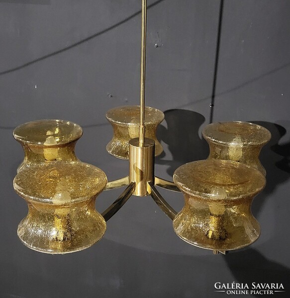 Mid century modern, hollywood regency réz üveg csillár