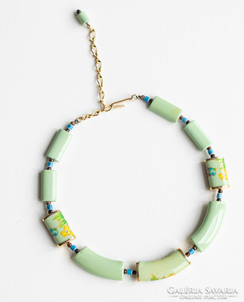 Retro zöld gyöngyös nyaklánc - vintage japán choker