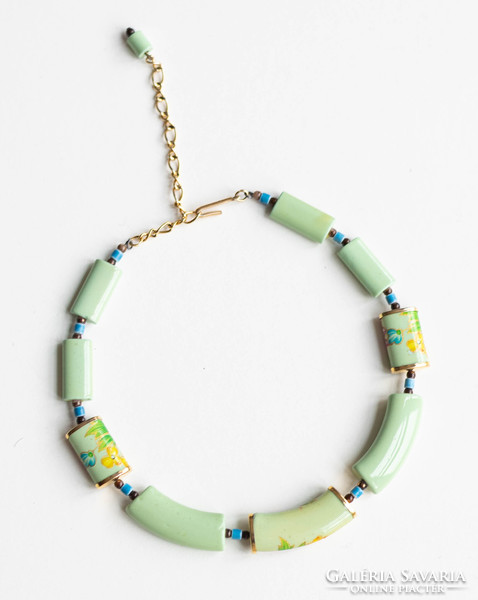 Retro zöld gyöngyös nyaklánc - vintage japán choker