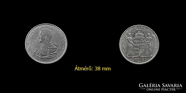 HORTHY 5 PENGŐS 1943 - (verdefényes aUNC gyönyörű állapot)