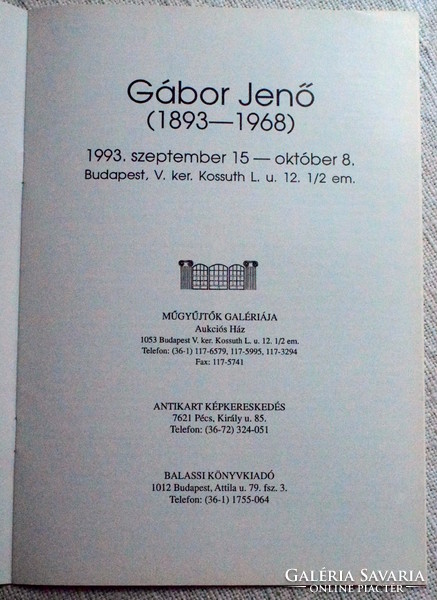 Kosári Aurél :  Gábor Jenő  kiállítási katalógus  1993  magyar / angol