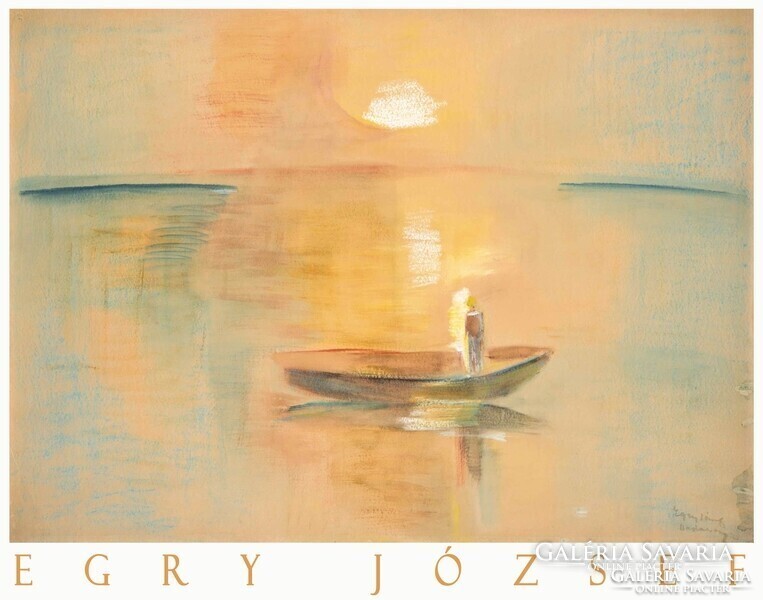 Egry József Balatoni naplemente 1935 művészeti plakát nyomat, A4 méret
