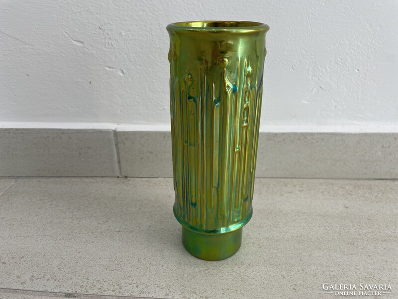 Zsolnay eozin figurás váza Török János terve modern retro mid century