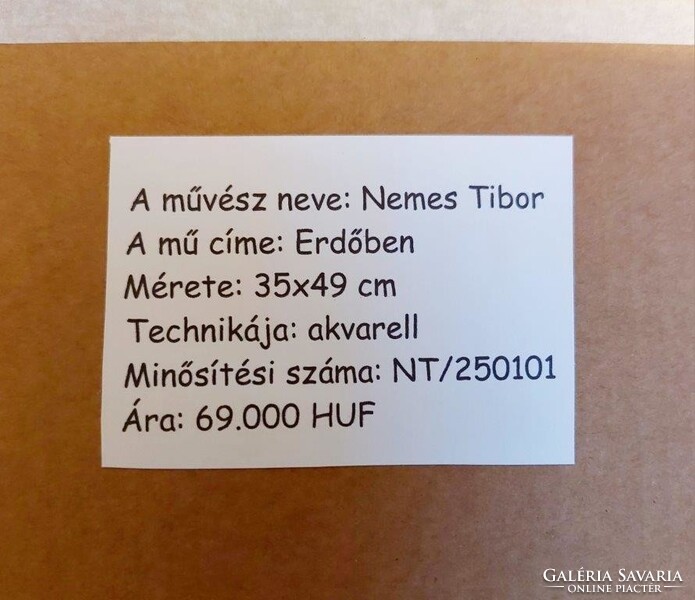 Nemes Tibor Erdőben című festménye, EREDETISÉG IGAZOLÁSSAL!