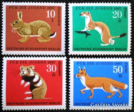 BB299-302 /  Németország - Berlin 1967 Ifjúsági jólét – Prémes állatok bélyegsor postatiszta