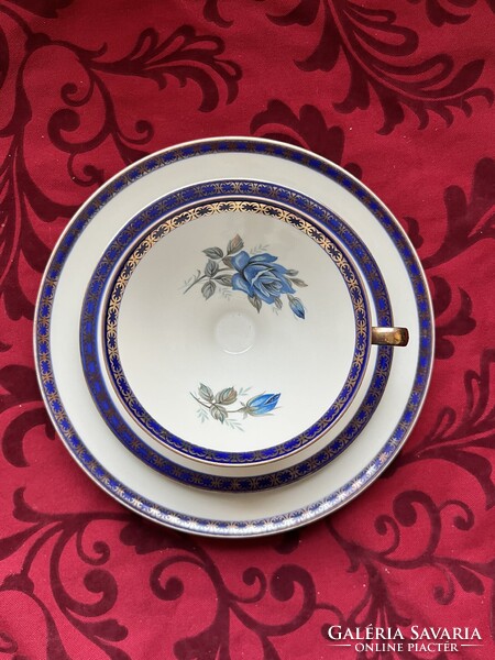 Mesés Z&Co Tirschenreuth rózsás reggeliző szett, trió, cca. 1950