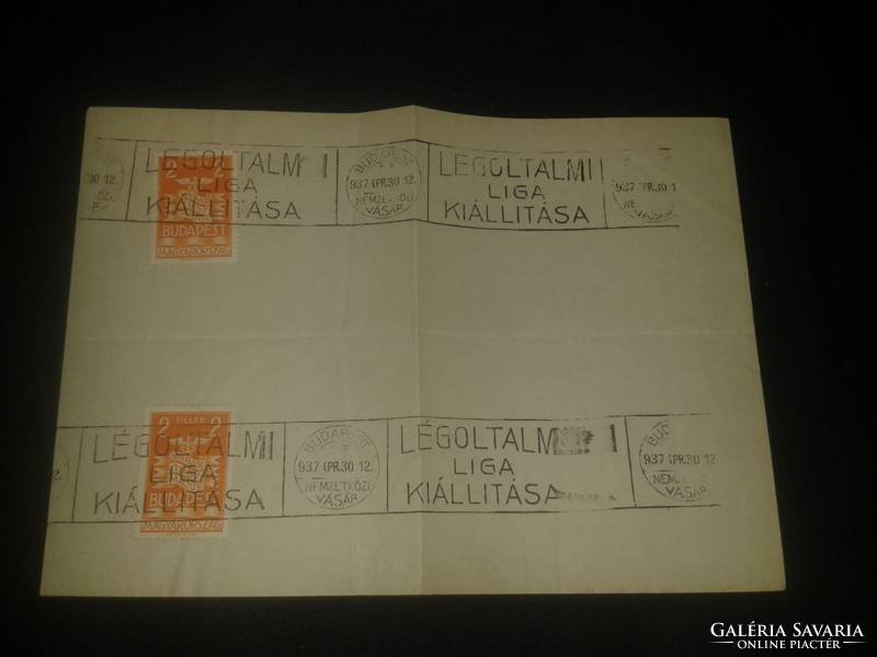 1937. Emléklap/emlékbélyegzés ( Légoltalmi liga kiállítása )