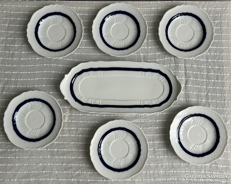 Hollóházi porcelán süteményes/szendvicses készlet kísérleti darab
