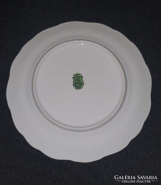 EIGL osztrák porcelán tányér dúsan aranyozva Bécs Városháza képpel a közepén
