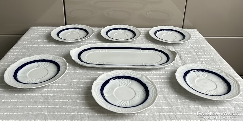 Hollóházi porcelán süteményes/szendvicses készlet kísérleti darab