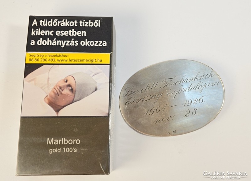 Antik vésett ezüst adományozó/ajándékozó táblácska