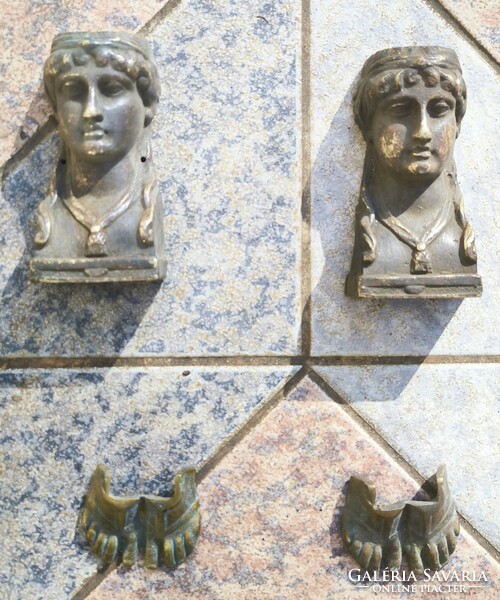 Réz figurális Empire Ampire bútor dísz 4 db .Szekreter, Vitrin komód smizetl