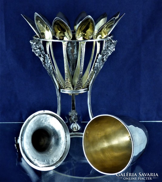 KÁPRÁZATOS, ﻿ANTIK, EZÜST KAVIÁRTARTÓ, PÁRIZS, 1798 - 1809!!!