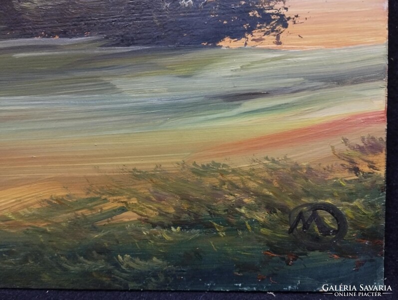 Marosán László - Akácok olaj, farost festmény 30x40 cm