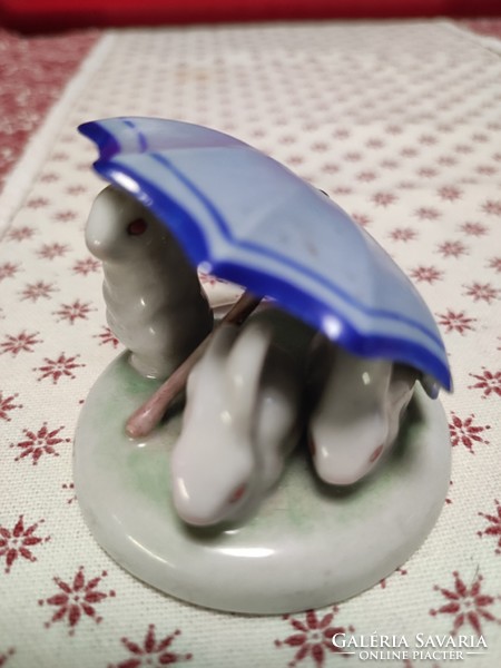 Drasche porcelán esernyős nyuszik apro forma hibaval no