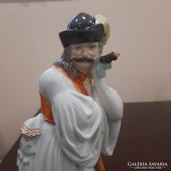 Herendi Búsuló Juhász, paraszt, Betyár porcelán figura. 1. Oszt.