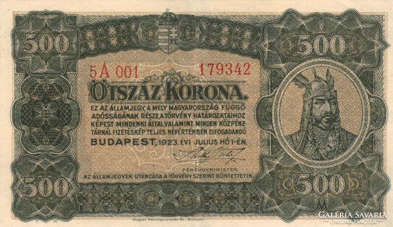 500 korona 1923 Pénzjegynyomda 1.
