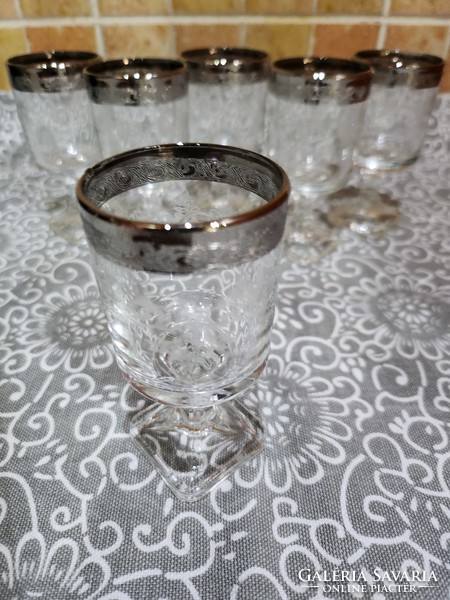 Muránói Medici Platinum Szélű Kristály Pohár 1950 Évek 2.