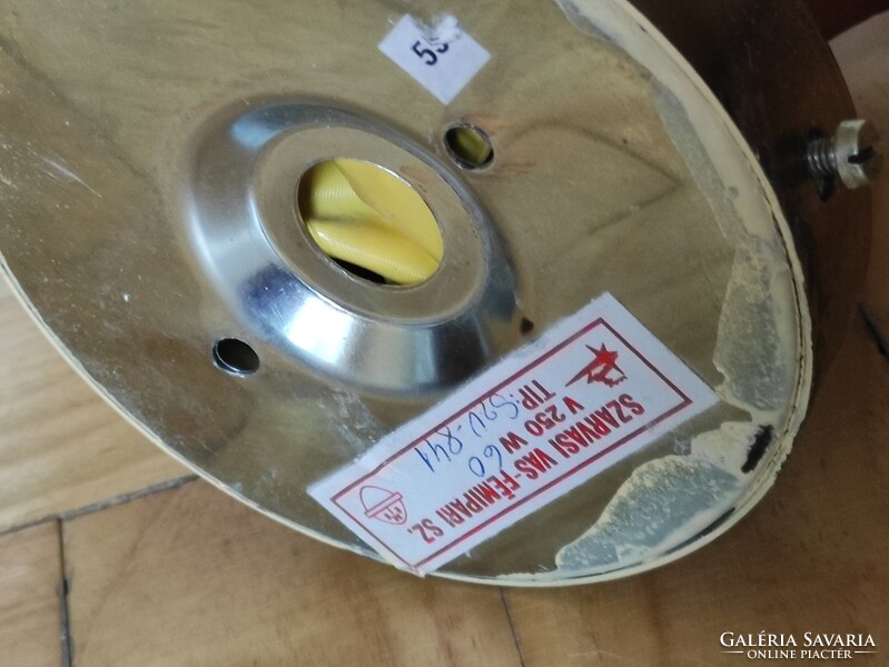 Szarvasi retro 6 karos csillár fa és réz mennyezeti lámpa + 2 db falikar
