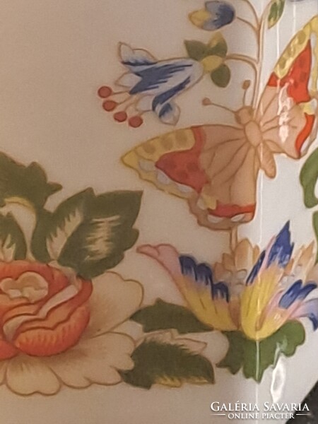 Aynsley angol porcelán cottage garden dekorral váza tálka bonbonier pillangós virágos