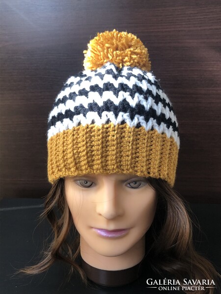 Női horgolt beanie sapka ZigZag S/M