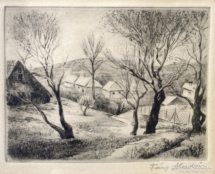 Ifj. Fáy Aladár (1926-1986): Tavasz Budán, szignált művészi rézkarc, 1974 - ritkaság