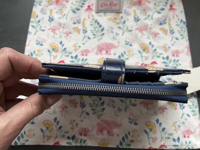 ÚJ! Cath Kidston kék, pöttyös oilcloths sokrekeszes pénztárca