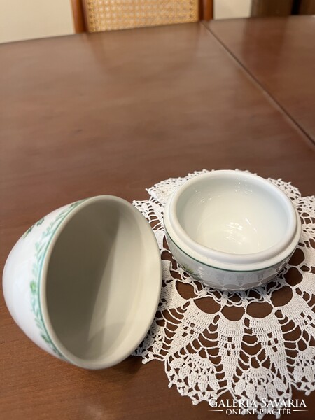 Herendi Nanking mintás tojás alakú bonbonier zöld hibátlan