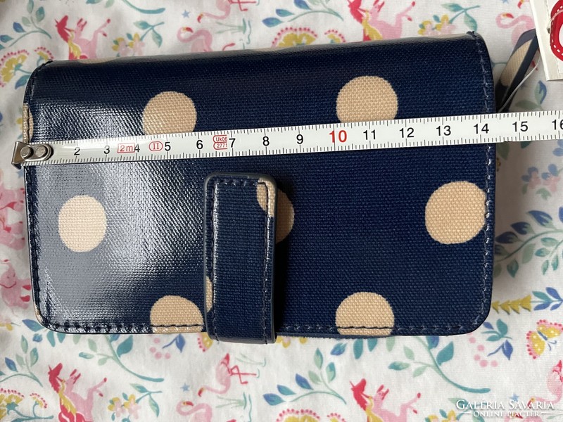 ÚJ! Cath Kidston kék, pöttyös oilcloths sokrekeszes pénztárca