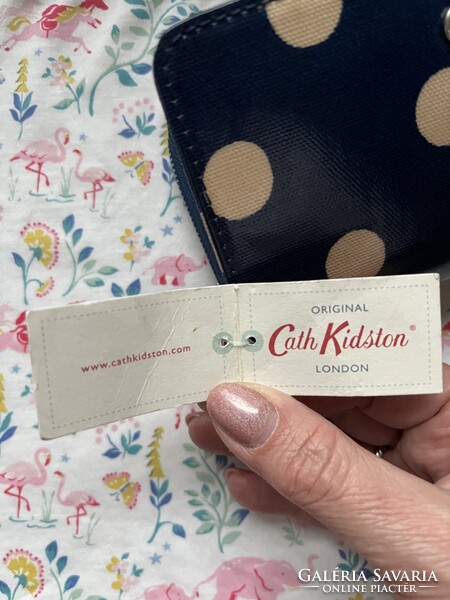 ÚJ! Cath Kidston kék, pöttyös oilcloths sokrekeszes pénztárca
