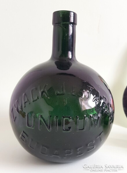 ZWACK J. és TÁRSAI Unicum Budapest üveg palack 3db+kártya+matrica