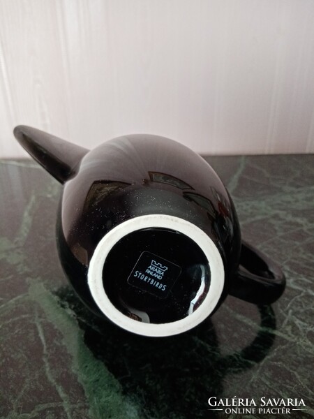 Skandináv / Finn Arabia ritkaság:  fekete porcelán  kancsó - kiöntő,  Kati Tuominen Niittyla