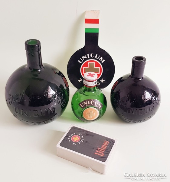 ZWACK J. és TÁRSAI Unicum Budapest üveg palack 3db+kártya+matrica