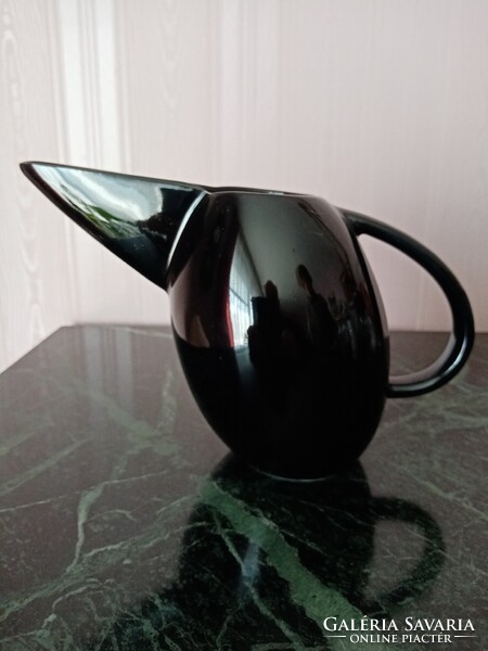 Skandináv / Finn Arabia ritkaság:  fekete porcelán  kancsó - kiöntő,  Kati Tuominen Niittyla