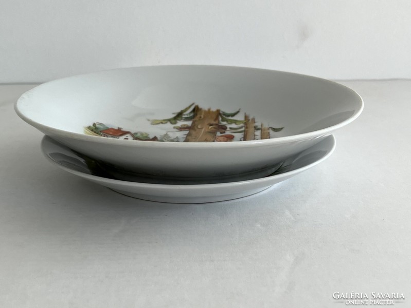 Vintage, retro Kahla mesemintás (Piroska és a Farkas), mesejelenetes, gyerek porcelán mély tányér