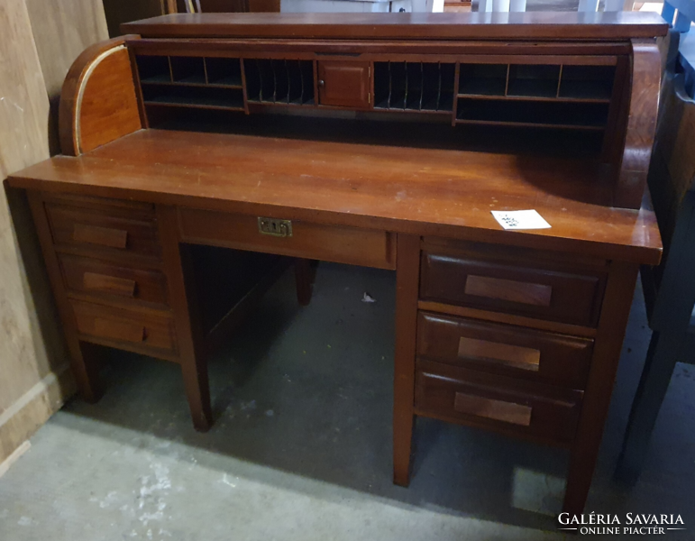 Antique Boston Derby Quartersawn Teak Roll Top Library Secretary Bankers Desk