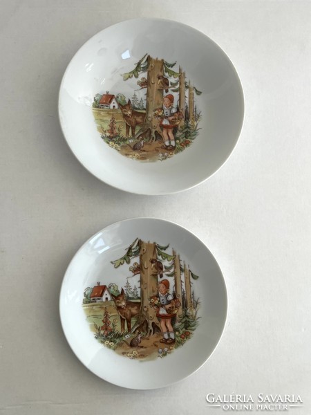 Vintage, retro Kahla mesemintás (Piroska és a Farkas), mesejelenetes, gyerek porcelán mély tányér