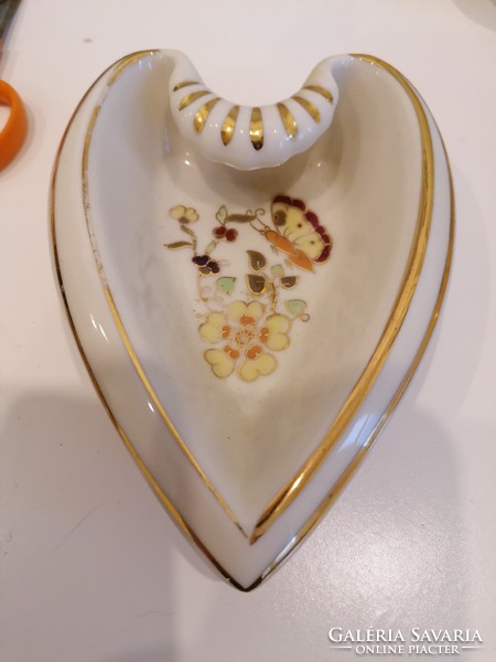 Zsolnax pillangós szív alakú gyűrűtartó tál tálka